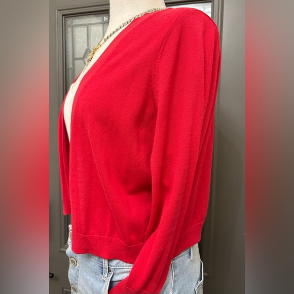 Talbots Red Women's Open Front Cardigan Sweater - Picture 2 of 5